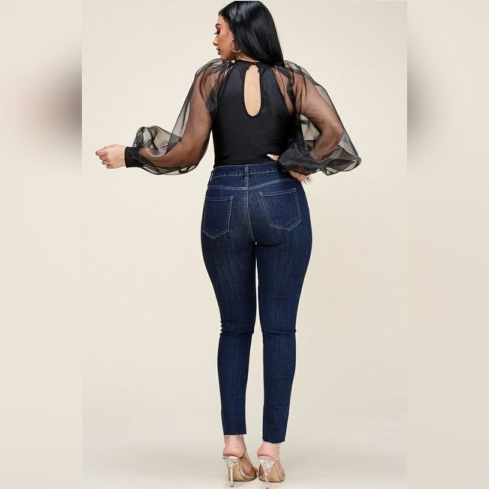 Sheer balloon sleeve bodysuit - Picture 6 of 7